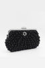 Black Pearl and Crystal Clutch Bag with Silver Details