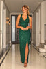 Amar Green Sequin Cowl Neck Maxi Dress