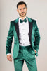 Smart Velvet Tuxedo Suit — Green for men, styled for going out