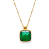 Tetra Large Square Gemstone Pendant Green Onyx