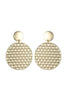 Gold Tone Mesh Textured Circle Earrings