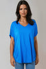 Royal Blue Basic Oversized V Neck T-Shirt