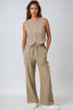 Khaki Pinstripe Wide Leg Trousers and Waistcoat Set