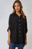 Black Relaxed Fit Roll Sleeve Shirt