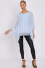 Light Blue Silk Batwing Sleeve Top