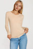 Beige V Neck Long Sleeve Top