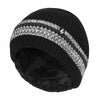 Mens Striped Turnover Cuff Knitted Thermal Beanie Hat for Winter