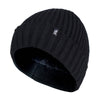 Mens Ribbed Knit Fleece Lined Turn Over Cuff Thermal Beanie Hat