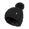 Ladies Zig Zag Turnover Thermal Pom Pom Hat for Winter