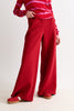 Flory Scallop Quilt Wide Leg Trouser - Wine Red