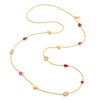 Penelope Multi-Stone Necklace: Fuschia Onyx, Peach Moon stone & Red Jade