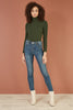 Mela Green Ribbed Knit Roll Neck Jumper