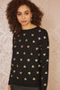 Yumi Black Gold Foil Heart Print Relaxed Fit Jumper