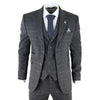 AK-12 - Men's Grey Tweed 3 Piece Suit Blue Check 1920s Gatsby Blinders