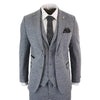 STZ11 - Men's Light Grey 3 Piece Tweed Suit Herringbone Wool