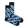 1 Pack Men's & Ladies Cotton Blue Waves Design Socks
