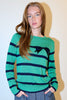 Bly Bow Intarsia Striped Jumper - Navy