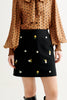 Aubin Daisy Embroidered Tweed A-Line Skirt - Black