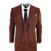 281-02 - Men's Camel 3 Piece Tweed Suit Herringbone Wool Fit
