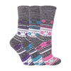 3 Pack Ladies Warm Fairisle Thermal Viloft Socks for Winter