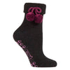 1 Pair Ladies Wool Mix Slipper Socks with Pom Pom - Warm Soft Cosy Comfort