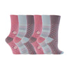6 Pack Ladies Non Elastic Patterned Cotton Socks for Poor Circulation