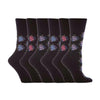 6 Pack Ladies Non Elastic Floral Patterned Cotton Socks