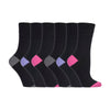 6 Pack Ladies Non Elastic Contrast Heel & Toe Cotton Socks
