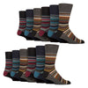 12 Pairs Mens Cotton Socks | Patterned Soft Non-Binding Everyday Socks