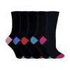 5 Pack Ladies Soft Top Cotton Rich Socks with Coloured Heel & Toe