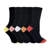 5 Pack Ladies Soft Top Cotton Rich Socks with Coloured Heel & Toe