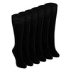 6 Pairs Ladies 100% Cotton Knee High Socks | Long Ribbed Non Elastic Top Socks