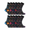 Mens 12 Pairs Cotton Rich Formal Dress Coloured Socks