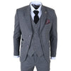 IM41 - Men's Grey 3 Piece Tweed Herringbone Suits