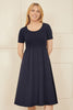 Yumi Navy Jersey Top and Cotton Midi Dress