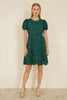 Yumi Green Lace Skater Dress With Puff Sleeves