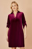 Yumi Burgundy Velvet Tunic Dress With 3/4 Sleeves