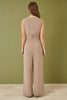 Yumi Brown Pinstripe Wide Leg Trousers