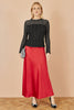 Yumi Red Satin Midi Skirt
