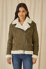 Yumi Green Faux Suede And Shearling Biker Jacket