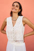 Yumi White Crochet Lace Tie Waistcoat