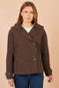 Yumi Brown Cropped Trench Coat With Check Lining