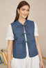 Yumi Blue Chambray Cotton Quilted Reversible Vest