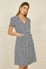 Yumi Navy Geo Print Retro Style Shirt Dress