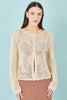 Yumi Beige Flower Crochet Button Up Cardigan