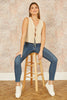Yumi Beige Knitted Tie Detail Knitted Waistcoat