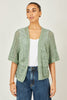 Yumi Green Crochet Edge To Edge 3/4 Sleeve Cardigan