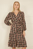 Yumi Black Ikat Long Sleeve Skater Dress