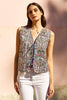 Yumi Blue Flower Reversible Cotton Quilted Waistcoat