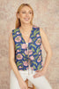 Yumi Navy Flower Reversible Cotton Quilted Waistcoat